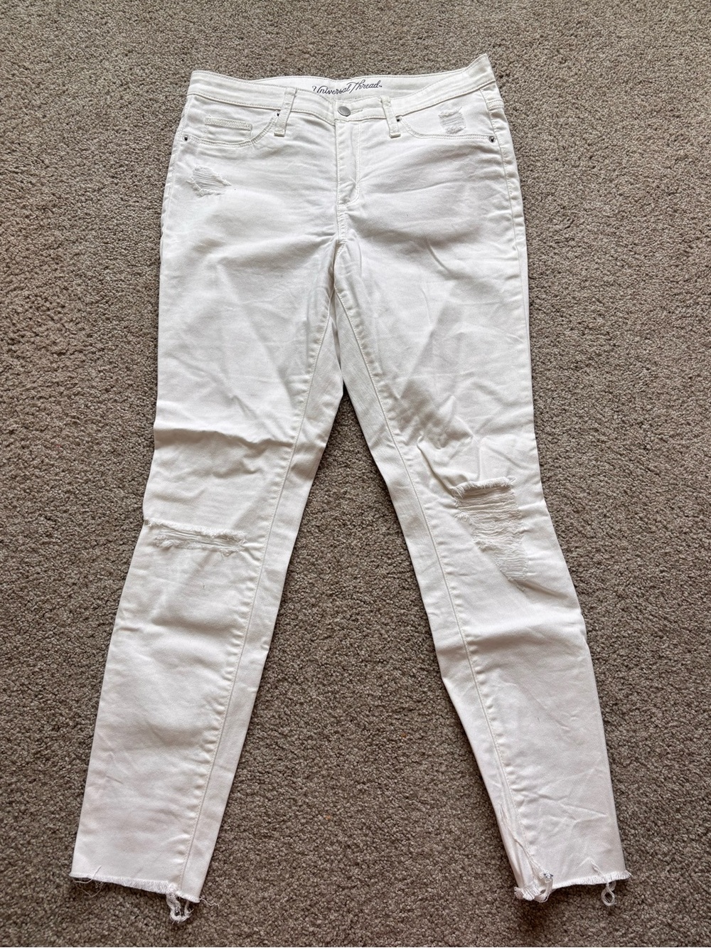 Universal Thread High Rise White Distressed Skinny Jeans